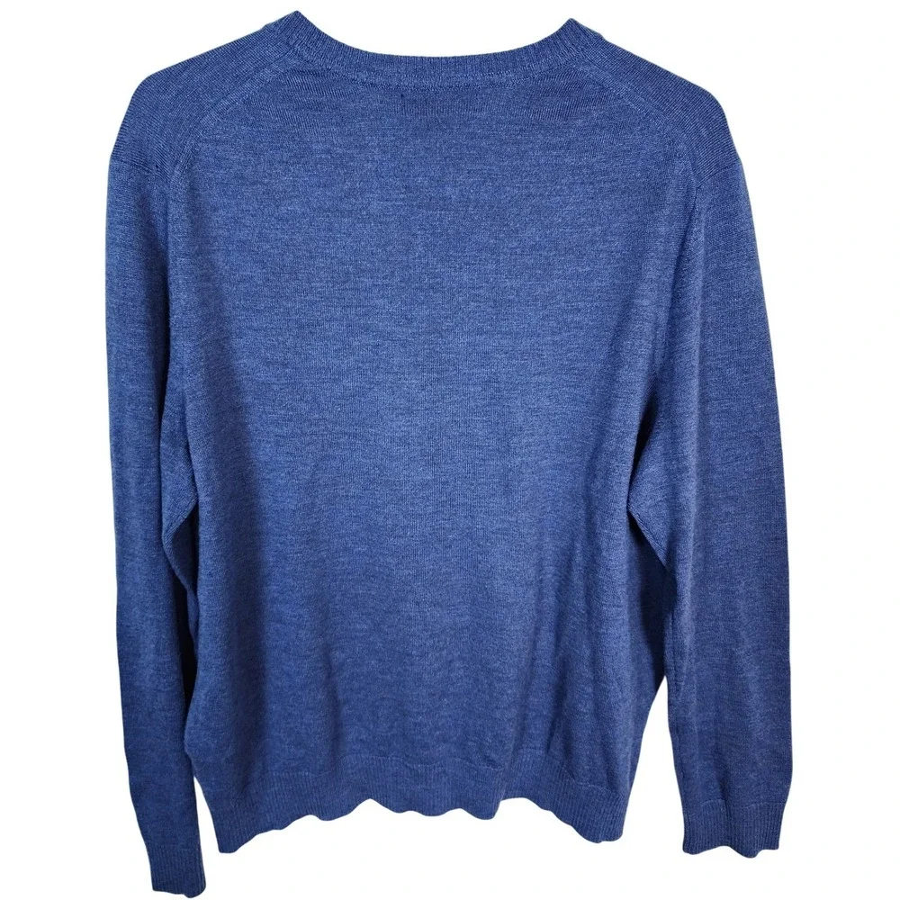 Banana Republic Extra Fine Merino Wool V-Neck Sweater Blue Mens XL‎ Preppy